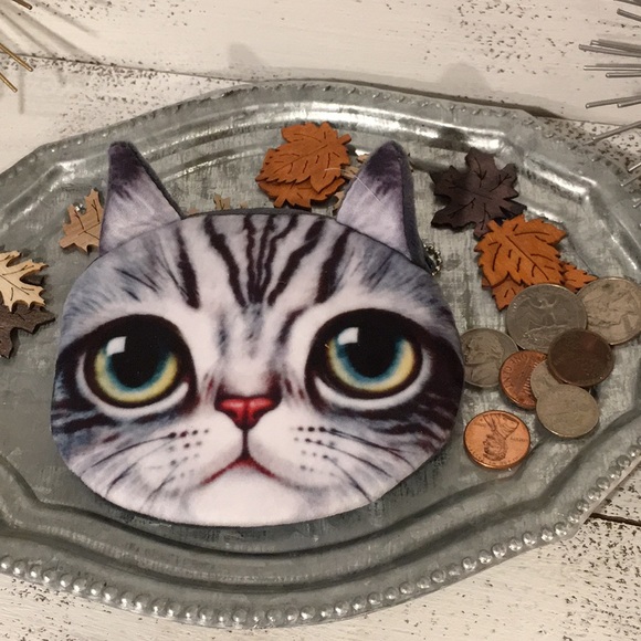 Grey Kitty Cat Coin Purse - Picture 4 of 7